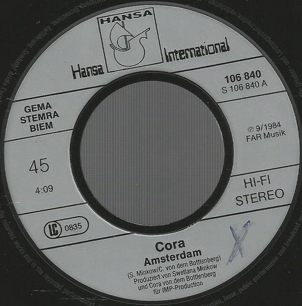 Cora : Amsterdam (Liebe Hat Total Versagt) (7", Single)