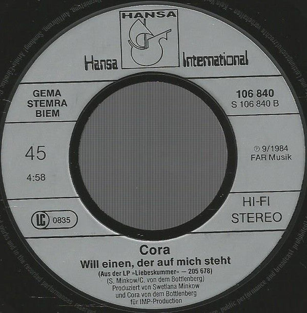Cora : Amsterdam (Liebe Hat Total Versagt) (7", Single)