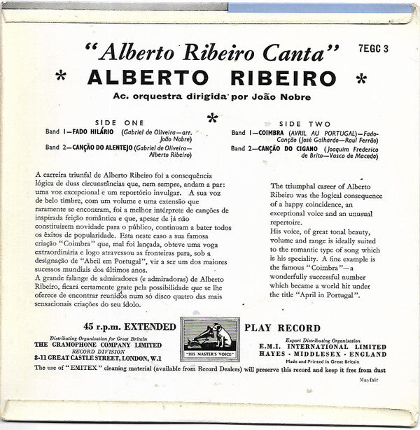 Alberto Ribeiro (2) : Alberto Ribeiro Canta... (7", EP)