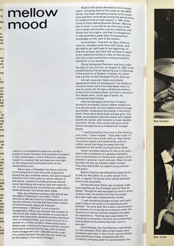 Oscar Peterson : Mellow Mood (LP, Album, RE, Gat)