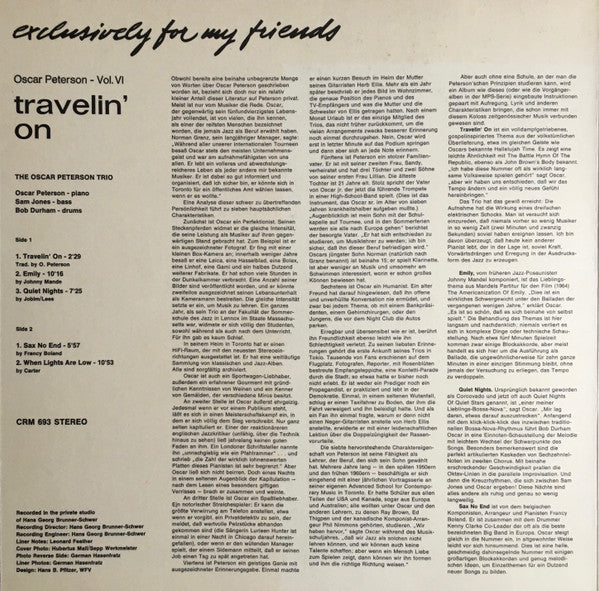 Oscar Peterson : Travelin' On (LP, Album, RP, Gat)