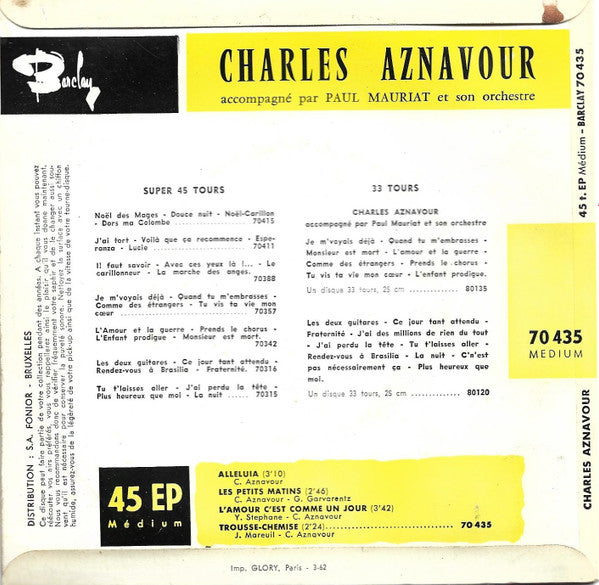 Charles Aznavour : Alleluia (7", EP)