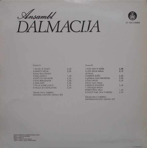 Ansambl "Dalmacija" : Ansambl Dalmacija (LP, Album)