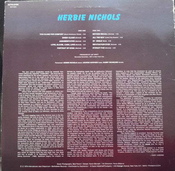 Herbie Nichols : The Bethlehem Years (LP, Album, RE)