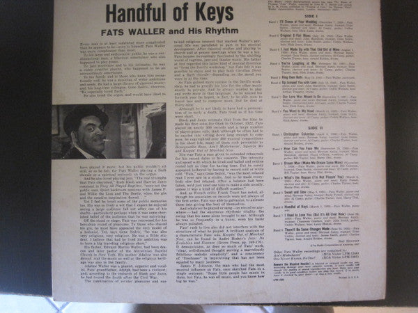 Fats Waller & His Rhythm : Handful Of Keys (LP, Comp, Mono)