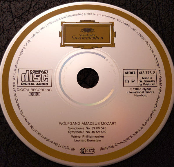 Wolfgang Amadeus Mozart, Wiener Philharmoniker, Leonard Bernstein : Symphonien No.39•No.40 (CD, Album, RE, RP)