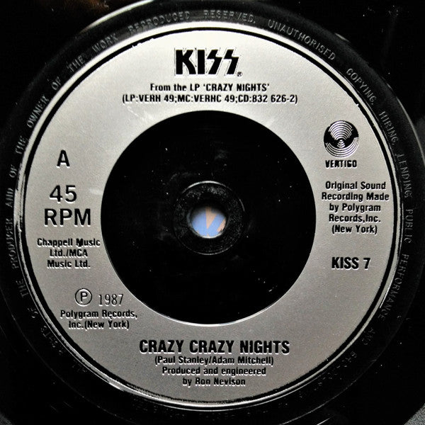 Kiss : Crazy Crazy Nights (7", Single, Sil)