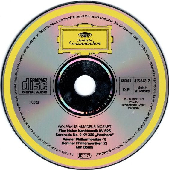 Wolfgang Amadeus Mozart - Wiener Philharmoniker, Berliner Philharmoniker, Karl Böhm : Eine Kleine Nachtmusik / "Posthorn" Serenade (CD, Album, RE, RM)
