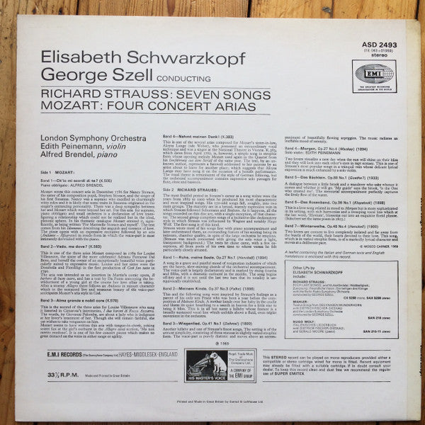 Richard Strauss - Wolfgang Amadeus Mozart, Elisabeth Schwarzkopf, George Szell, London Symphony Orchestra : Seven Songs Etc. (LP, Album)