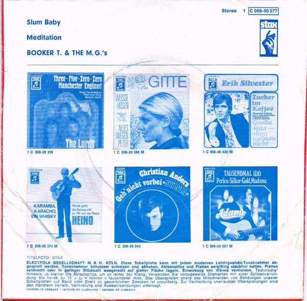 Booker T & The MG's : Slum Baby (7", Single)