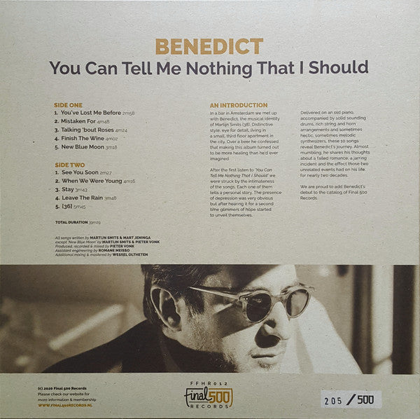 Benedict (10) : You Can Tell Me Nothing That I Should (LP, Album, Ltd, Num, Whi)