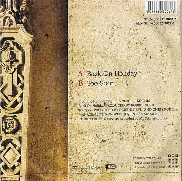 Robbie Nevil : Back On Holiday (7", Single)