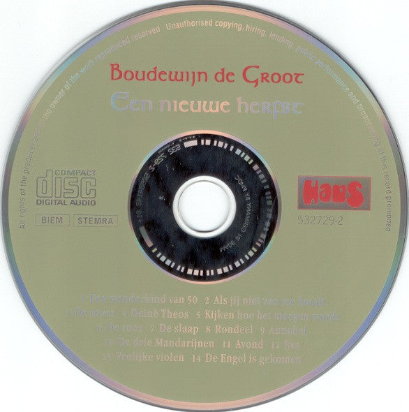 Boudewijn de Groot : Een Nieuwe Herfst (CD, Album)