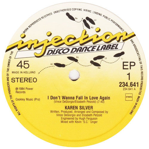 Karen Silver : I Don't Wanna Fall In Love Again (12", EP, Maxi, Gen)