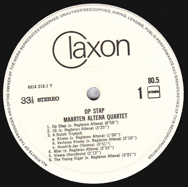 Maarten Altena Quartet : Op Stap (LP, Album)