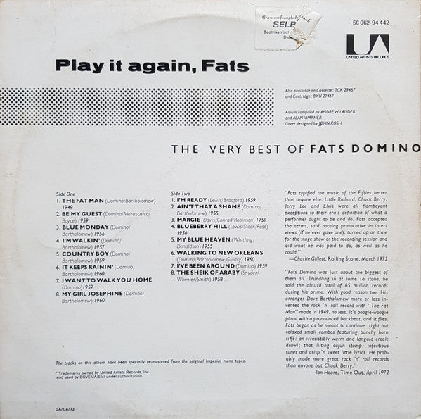 Fats Domino : The Very Best Of Fats Domino - Play It Again, Fats (LP, Comp)