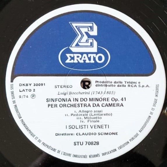 Luigi Boccherini, I Solisti Veneti / Dir. Claudio Scimone : Sinfonia En Ré Mineur Op.12 N°4 "La Casa Del Diavolo" / Sinfonia En Ut Mineur Op.41  (LP)