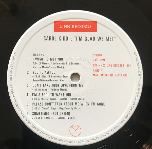 Carol Kidd : I'm Glad We Met (LP)