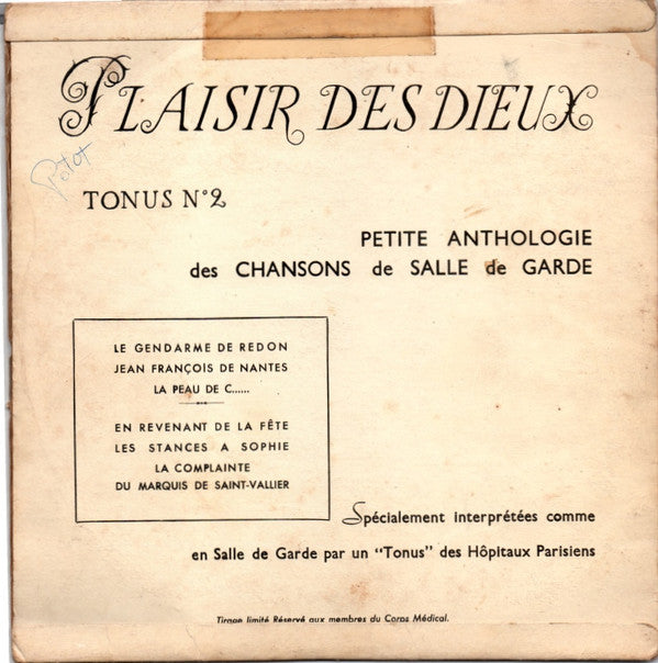 Plaisir Des Dieux : Tonus N°2 (10", Ltd)