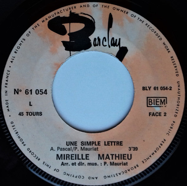 Mireille Mathieu : La Première Étoile (7", Single, Lab)