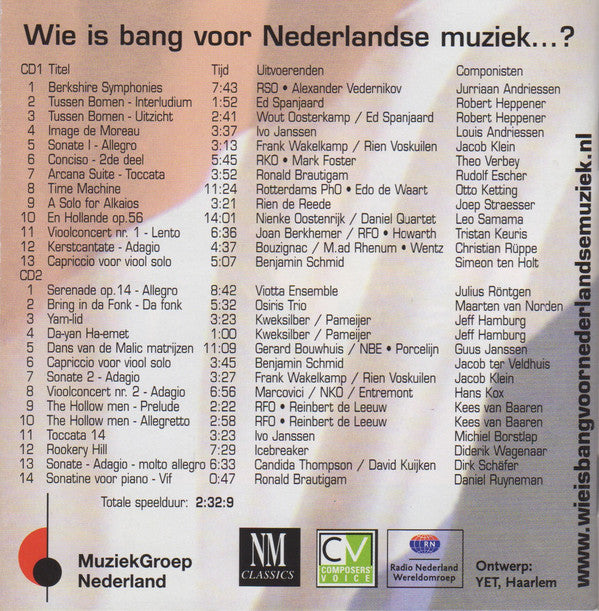 Various : Wie Is Bang Voor Nederlandse Muziek...? (2xCD, Comp)