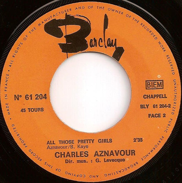 Charles Aznavour : Yesterday, When I Was Young (7", Single)