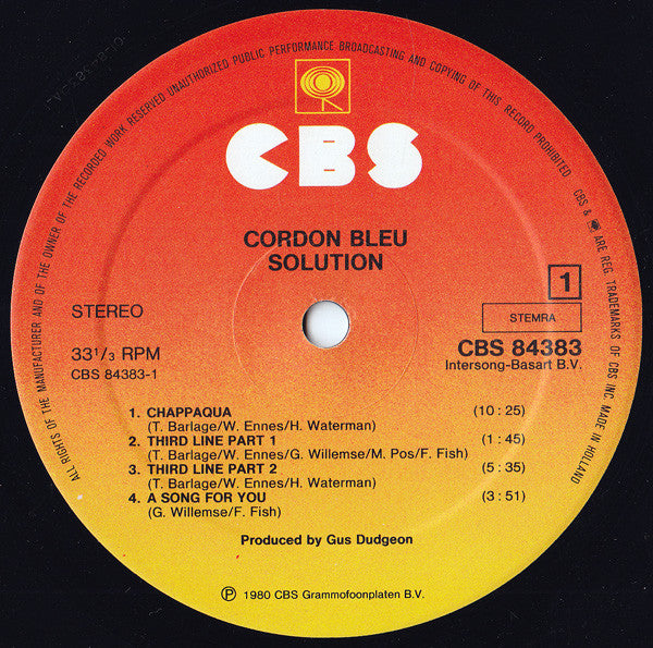 Solution (4) : Cordon Bleu (LP, Album, RE)