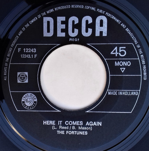 The Fortunes : Here It Comes Again / Things I Should Have Known (7", Single, Mono, Bla)