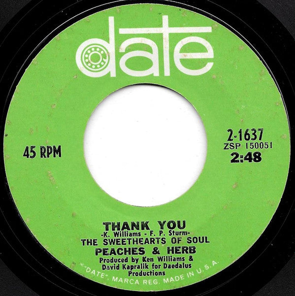 Peaches & Herb : When He Touches Me (Nothing Else Matters) / Thank You (7", Single, Styrene, Pit)