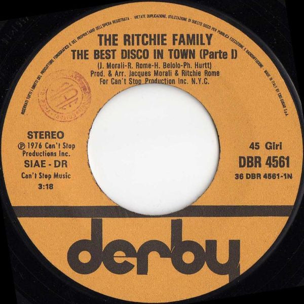 The Ritchie Family : The Best Disco In Town (7", Single)
