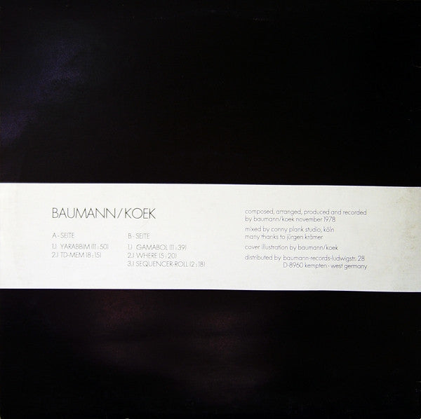 Wolfgang Baumann / Ata Koek : Baumann / Koek (LP, Album, 1st)