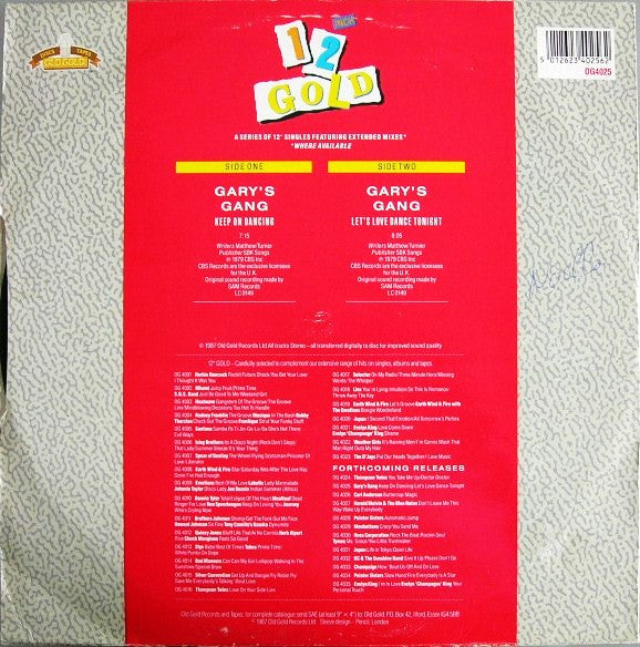 Gary's Gang : Keep On Dancing / Let's Love Dance Tonight (12")