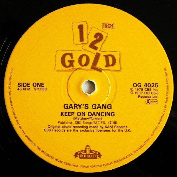 Gary's Gang : Keep On Dancing / Let's Love Dance Tonight (12")