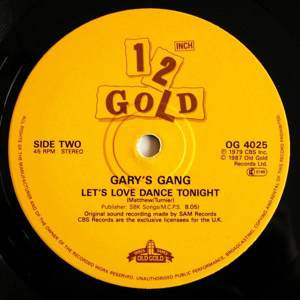Gary's Gang : Keep On Dancing / Let's Love Dance Tonight (12")