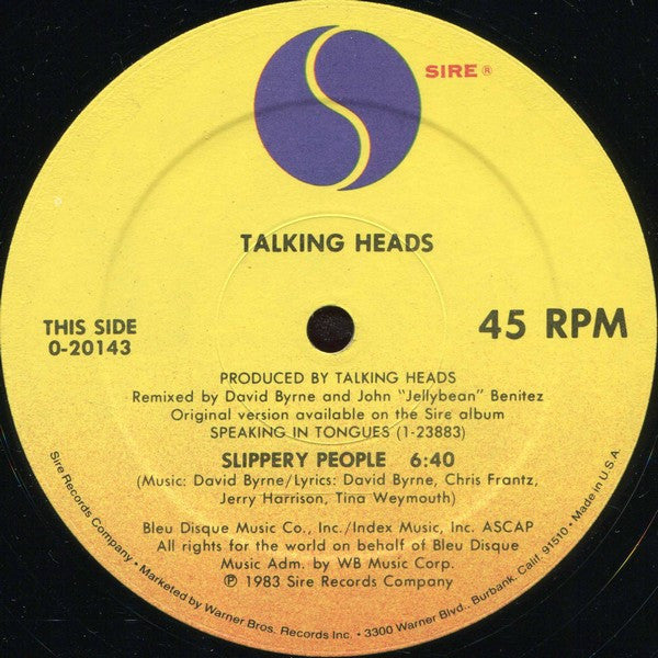 Talking Heads : Slippery People / Making Flippy Floppy (Remixes)  (12", Maxi, SRC)
