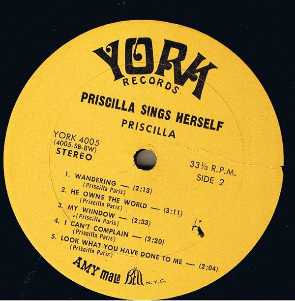 Priscilla Paris : Priscilla Sings Herself (LP, Album)