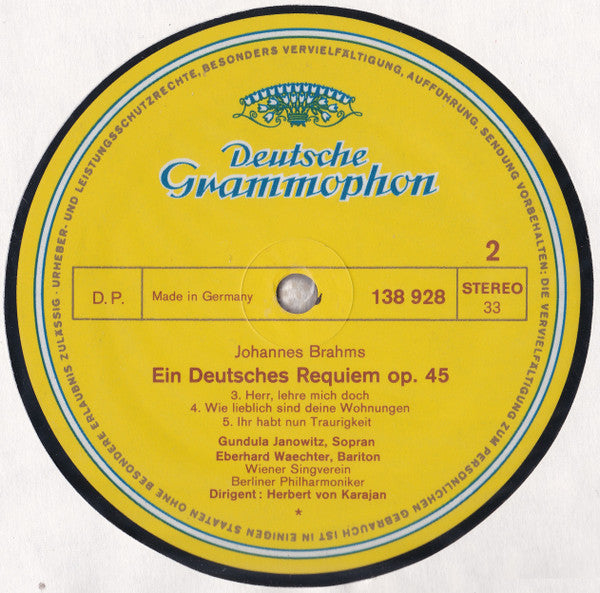 Johannes Brahms : Herbert von Karajan - Gundula Janowitz ∙ Eberhard Wächter ∙ Wiener Singverein ∙ Berliner Philharmoniker : Ein Deutsches Requiem * Variationen Über Ein Thema Von Haydn (2xLP, Album + Box, RE)