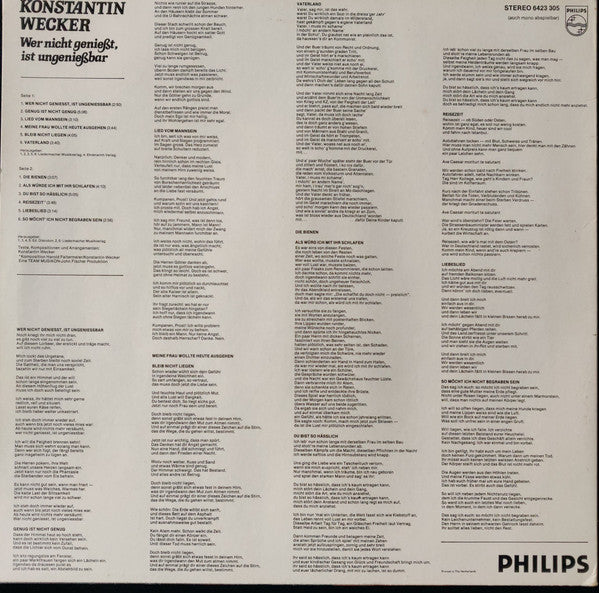 Konstantin Wecker : Wer Nicht Genießt, Ist Ungenießbar (LP, Comp)