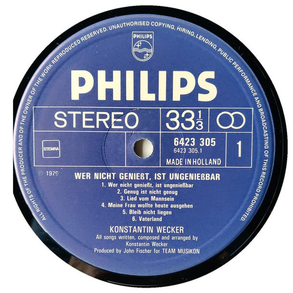 Konstantin Wecker : Wer Nicht Genießt, Ist Ungenießbar (LP, Comp)