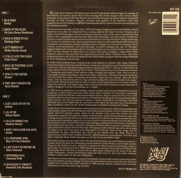 Johnny Hartman : From The Heart (LP, RE)