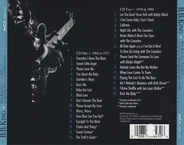 B.B. King : How Blue Can You Get? - Classic Live Performances 1964 To 1994 (2xCD, Comp)