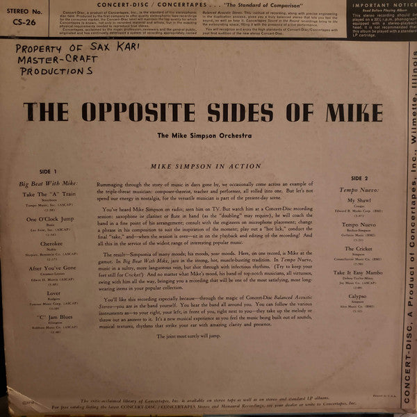Mike Simpson (5) : The Opposite Sides Of Mike (LP, Album)