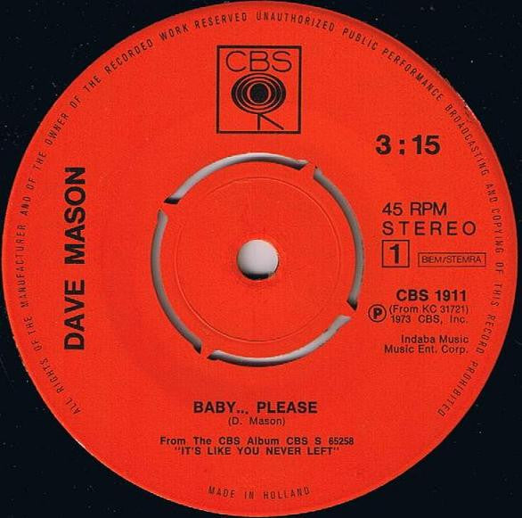 Dave Mason : Baby... Please (7", Single)