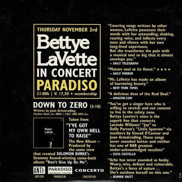 Bettye Lavette : In Concert Paradiso (CD, Single, Promo)