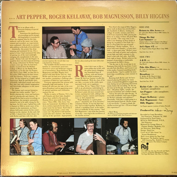 Richie Cole : Return To Alto Acres (LP, Album, Promo)