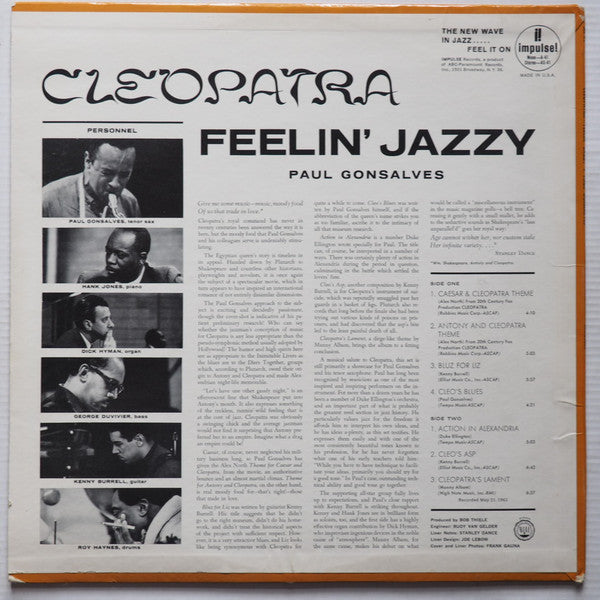Paul Gonsalves : Cleopatra Feelin' Jazzy (LP, Album)