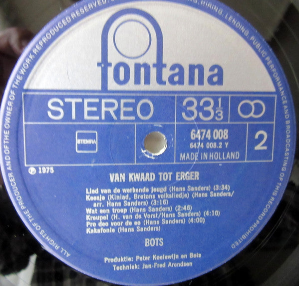 Bots : Van Kwaad Tot Erger (LP, Album)