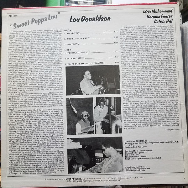 Lou Donaldson : Sweet Poppa Lou (LP, Album, 4 o)