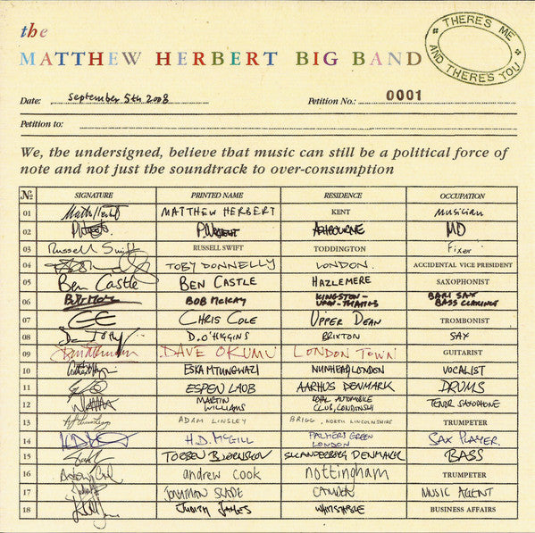 The Matthew Herbert Big Band : There's Me And There's You (CD, Album, Promo)