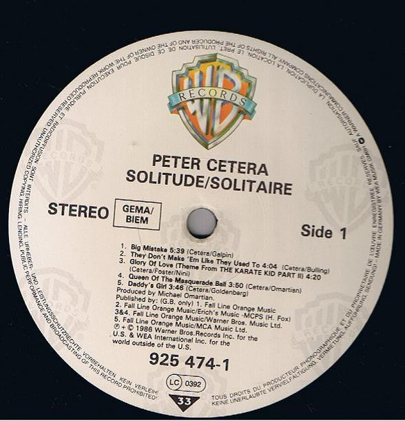 Peter Cetera : Solitude / Solitaire (LP, Album)